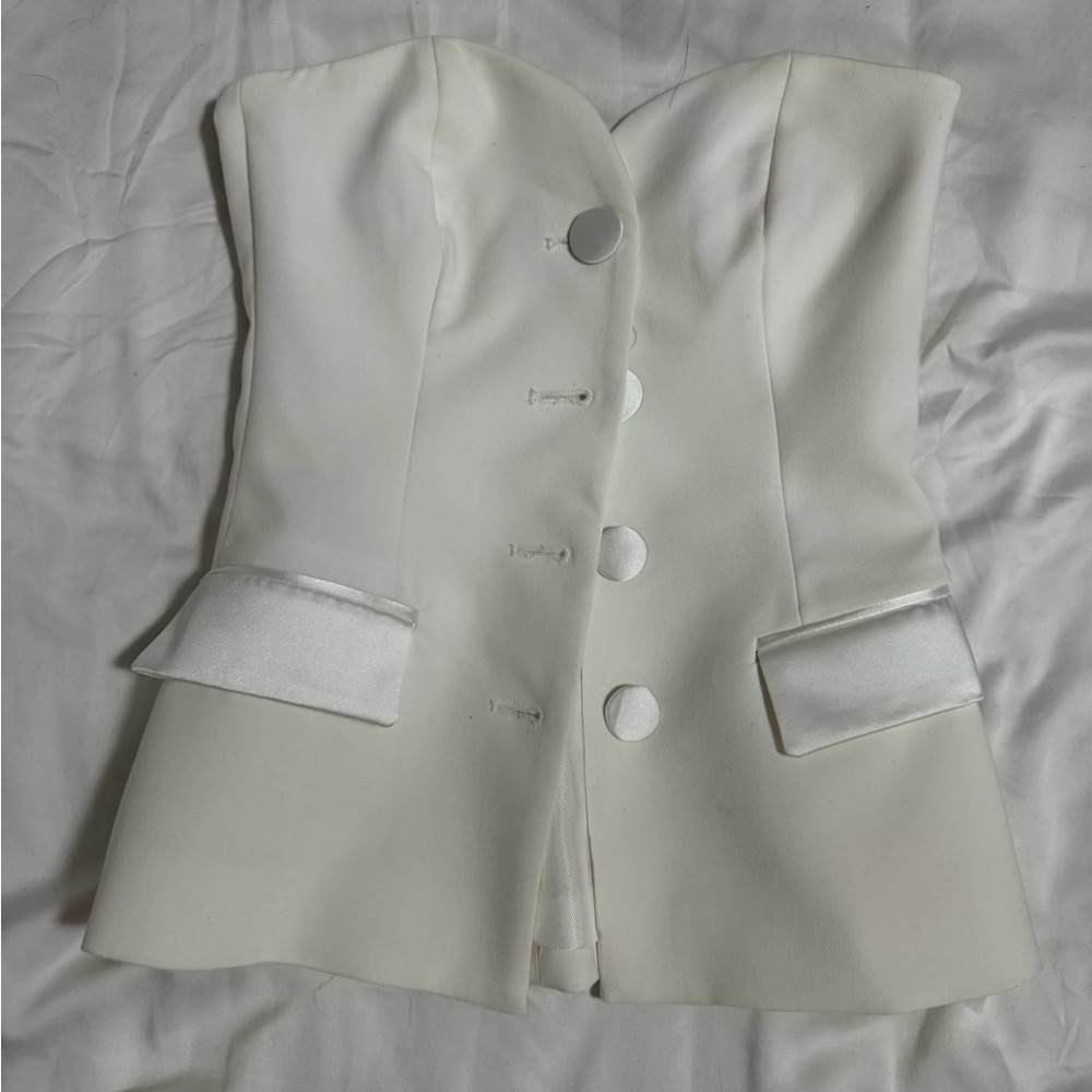 Zara White Blazer Sleeveless Top